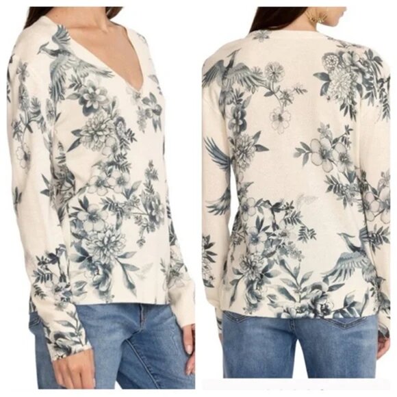 NWT Johnny Was Biya JWLA Anahi Printed Cashmere Knit Sweater Pullover Top M $349 - Picture 1 of 5